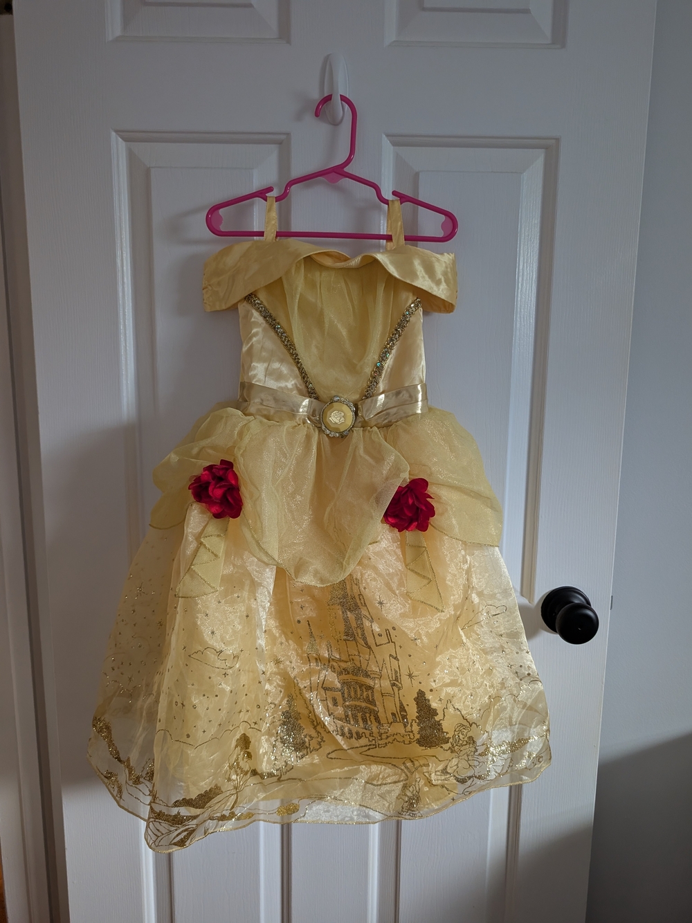 Disney Yellow Belle Princess Dress With Roses Size 4